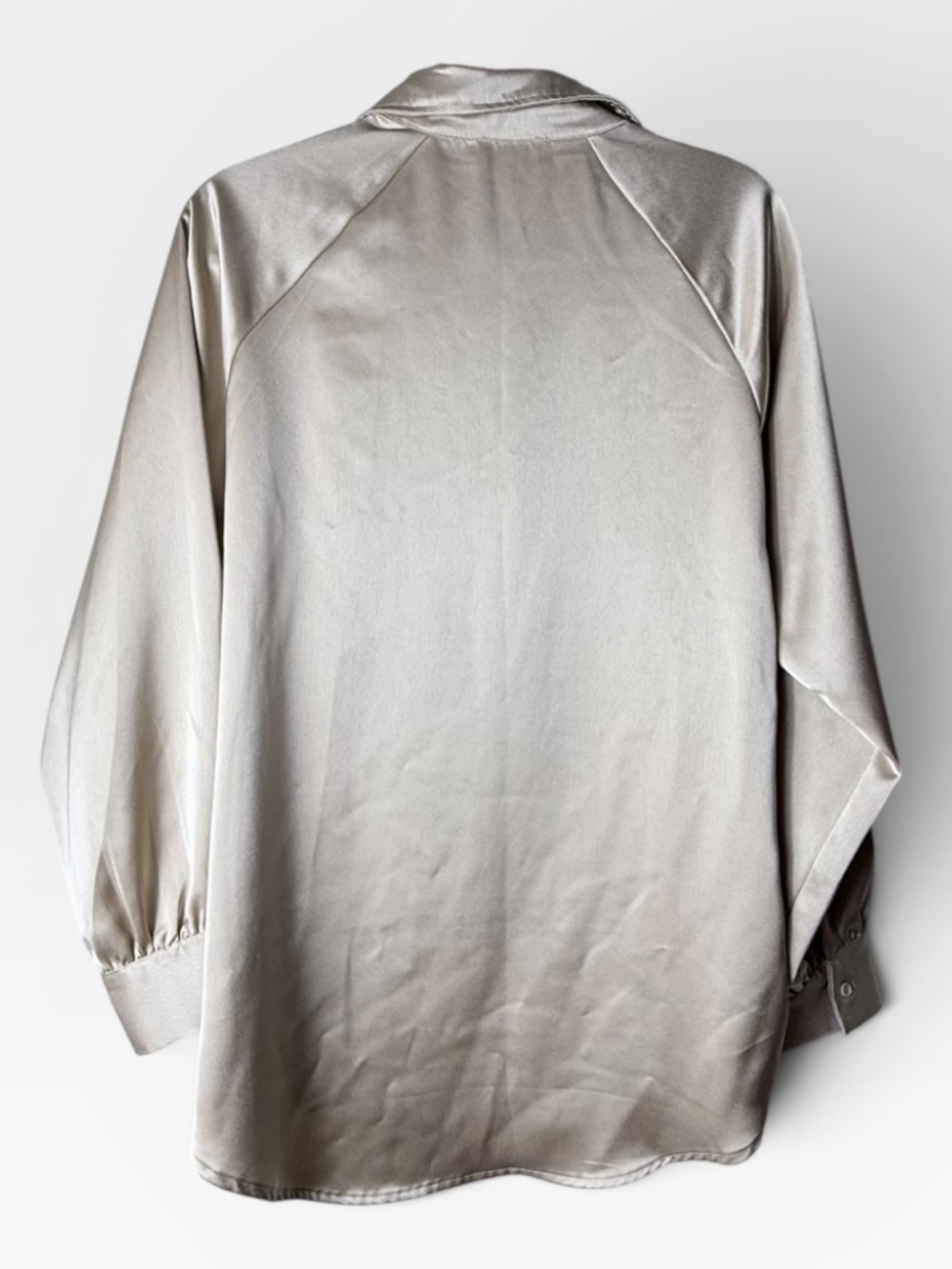 Acoa Satin Button Down Shirt Size Medium Oversized Fall (NOTE FLAW) (T) - Picture 2 of 8